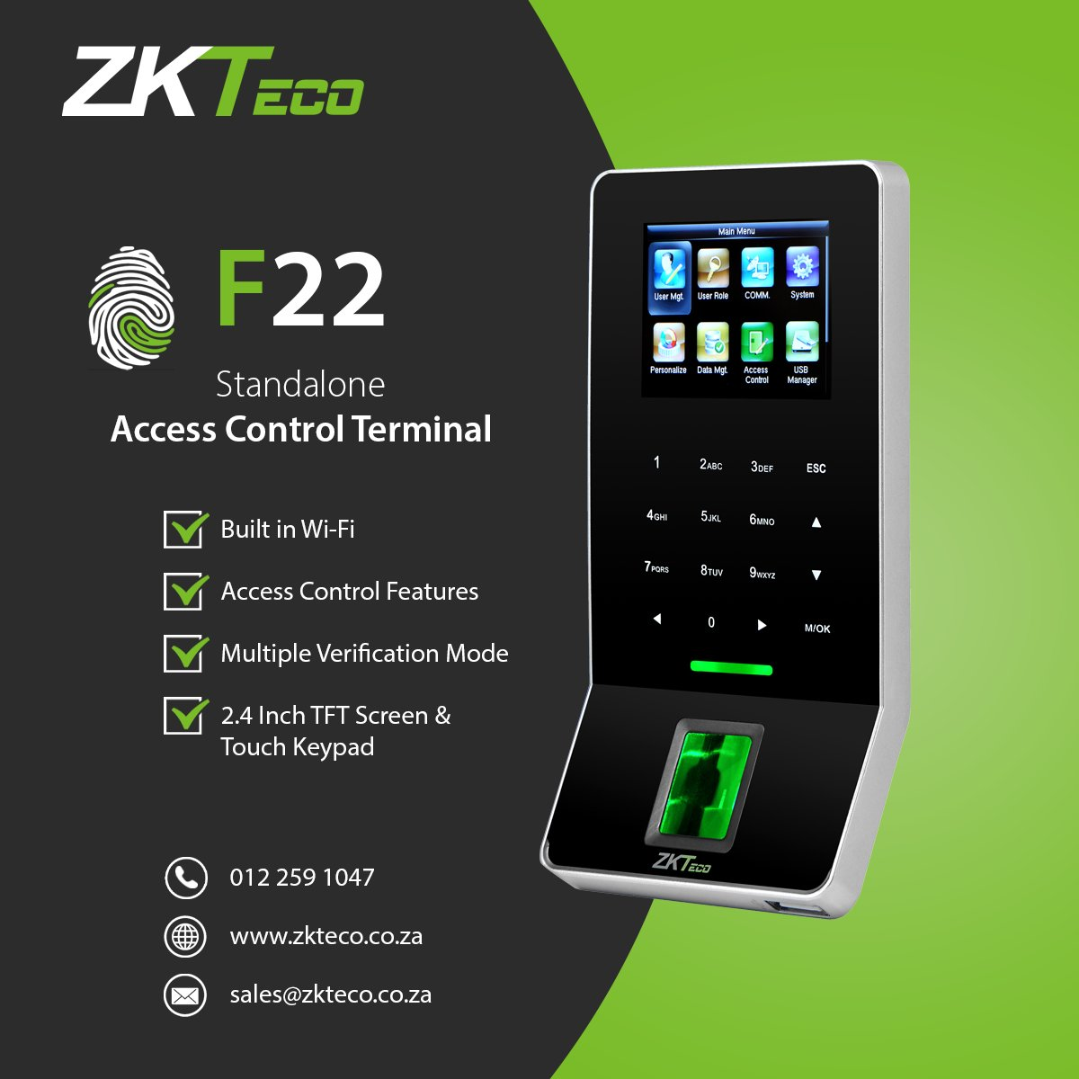 "zk teco f-22" finger print cihazı