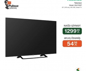 Hisense Tv 165 sm 4K Smart UHD ekran İlkin Odenissiz Arayissiz ve Zaminsiz