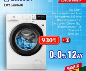 Paltaryuyan Electrolux 6 kq İlkin Odenissiz 12 Aya Faizsiz + Hediyyeli Arayissiz Zaminsiz