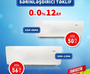 Moon Kondisionerləri 30 və 40 kv İlkin Ödənişsiz 12 Aya Faizsiz