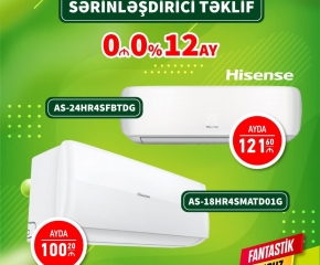 Hisense Kondisionerləri 50 və 60 kv İlkin Ödənişsiz 12 Aya Faizsiz