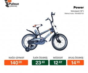 Velosiped 16 Power Hissə Hissə Ödənişlə Arayışsız Zaminsiz