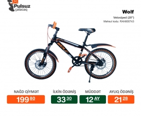 Velosiped 20 Wolf Hissə Hissə Ödənişlə Arayışsız Zaminsiz