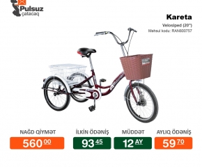Velosiped 20 Kareta Hissə Hissə Ödənişlə Arayışsız Zaminsiz