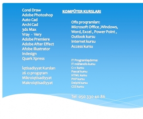 Bütün kompüter proqramları kursu tək ünvanda