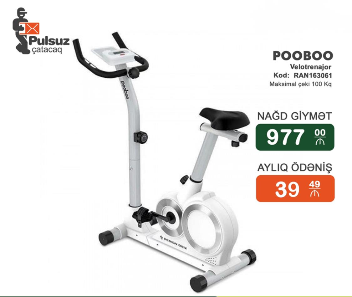 PooBoo idman velosipedi Ilkin Odenissiz Arayissiz Zaminsiz