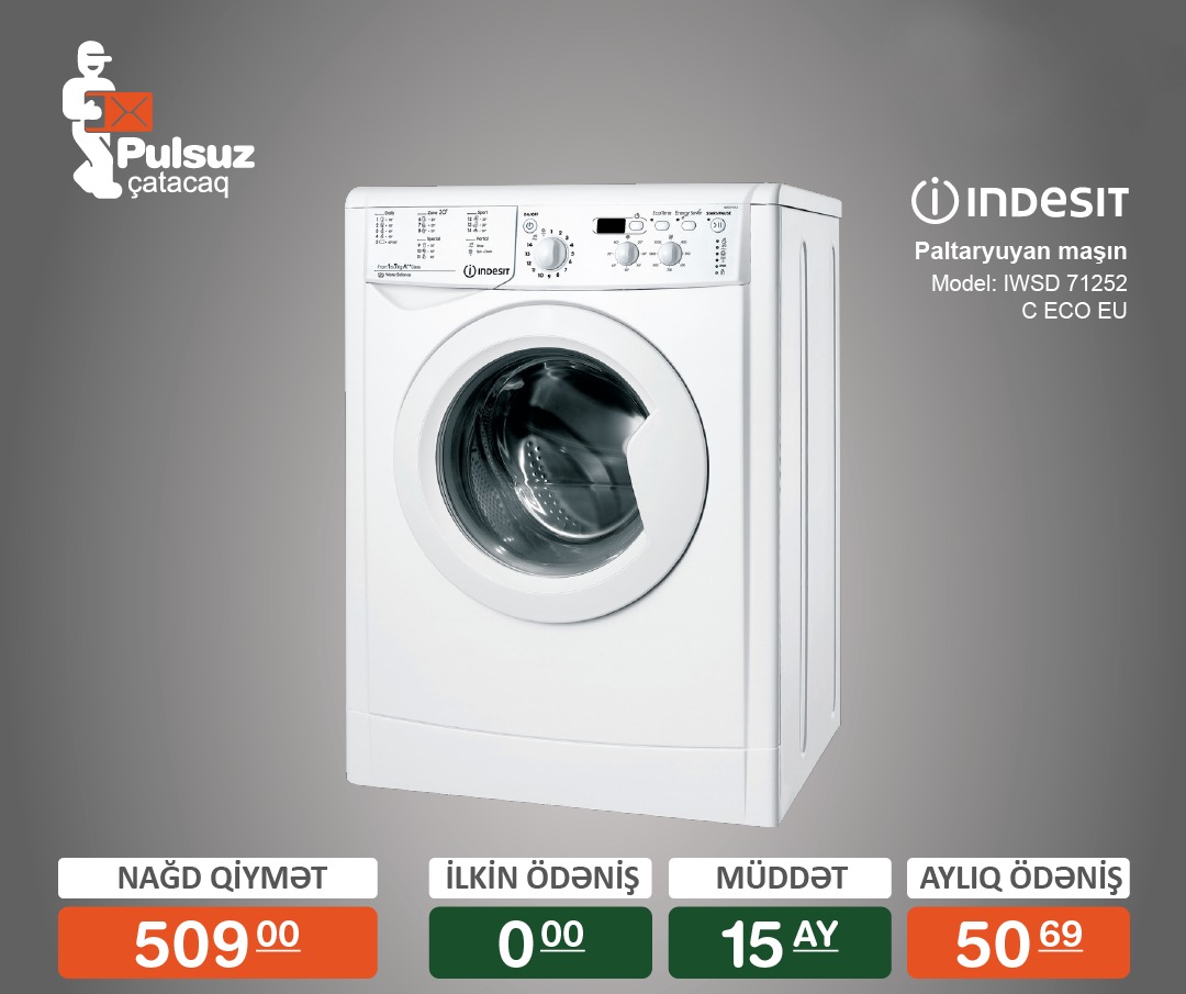 Paltaryuyan maşın Indesit 7 kq İlkin Odenissiz Arayissiz ve Zaminsiz