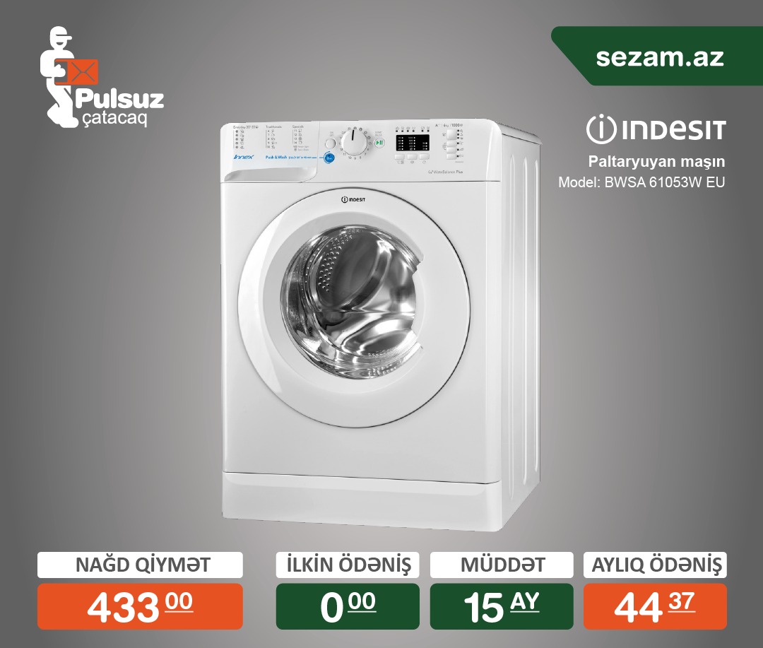 Paltaryuyan maşın Indesit 6 kq İlkin Odenissiz Arayissiz ve Zaminsiz