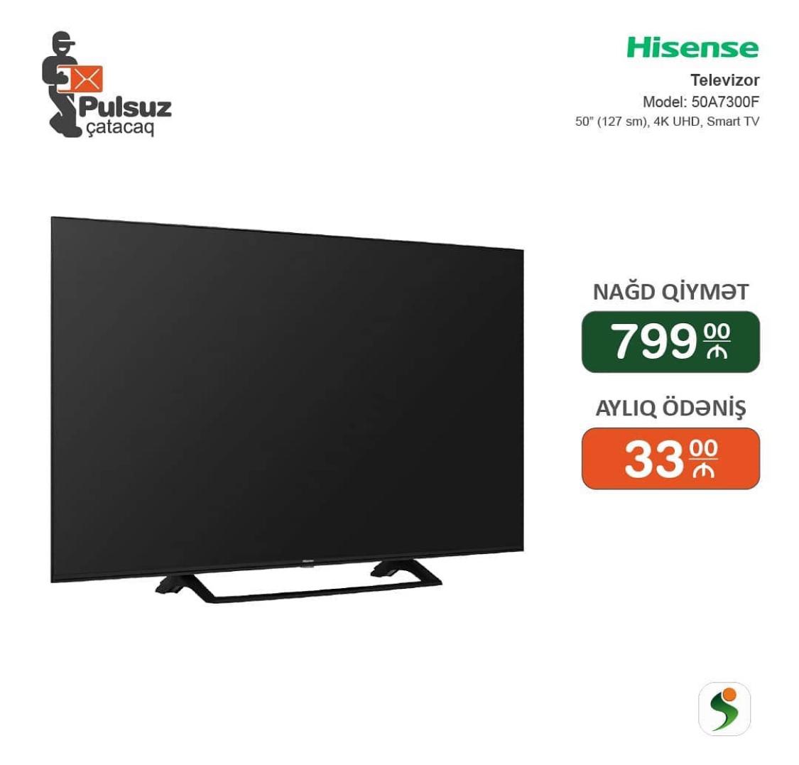 Hisense Tv 127 sm Smart UHD ekran İlkin Odenissiz Arayissiz ve Zaminsiz
