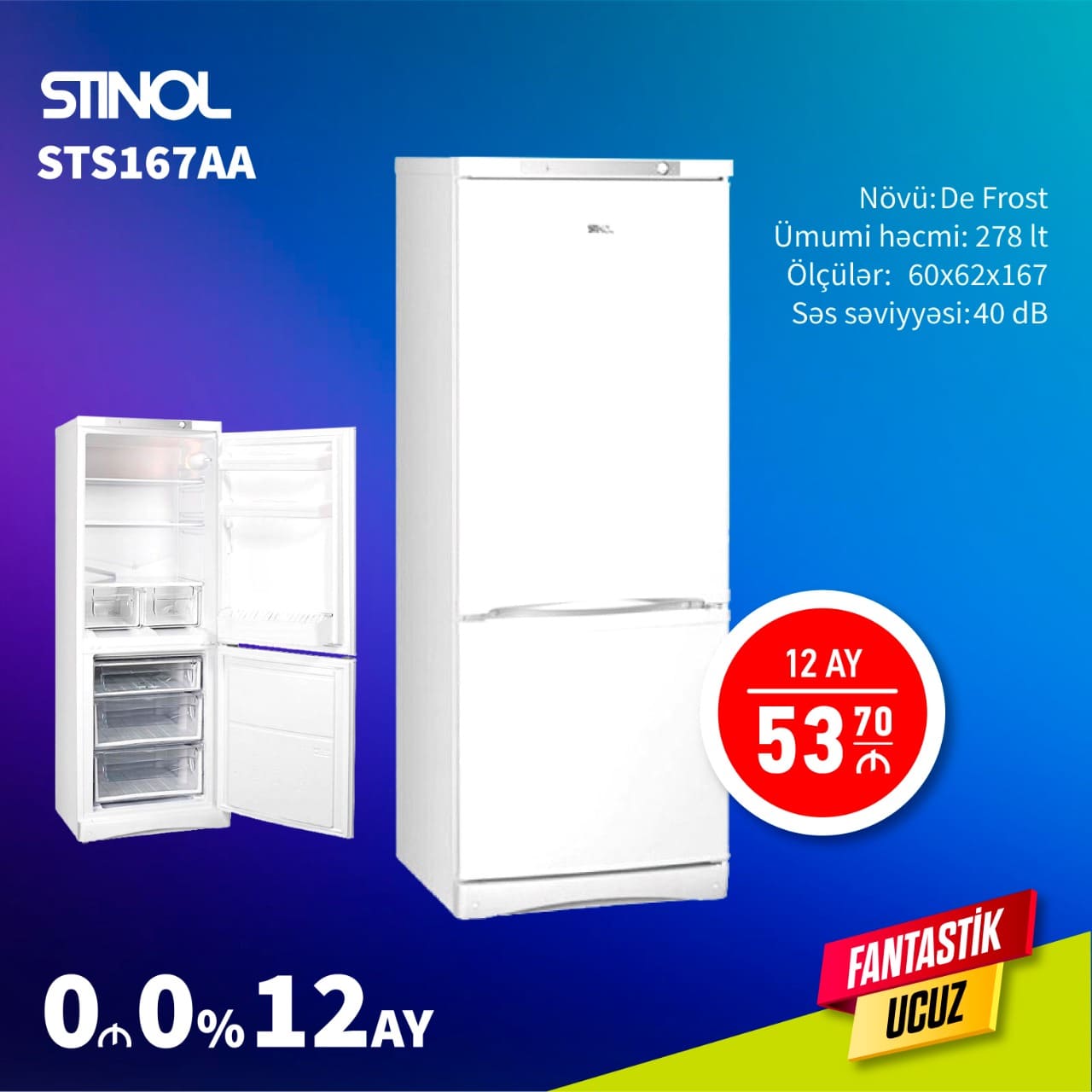Soyuducu Stinol Ilkin Odenissiz 12 Ay Faizsiz