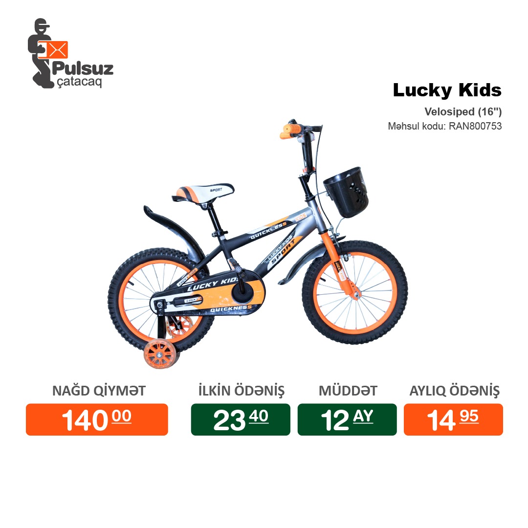 Velosiped 16 Luck Kids Hissə Hissə Ödənişlə Arayışsız Zaminsiz