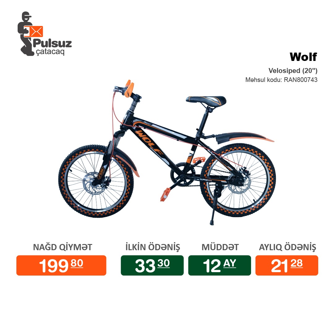Velosiped 20 Wolf Hissə Hissə Ödənişlə Arayışsız Zaminsiz