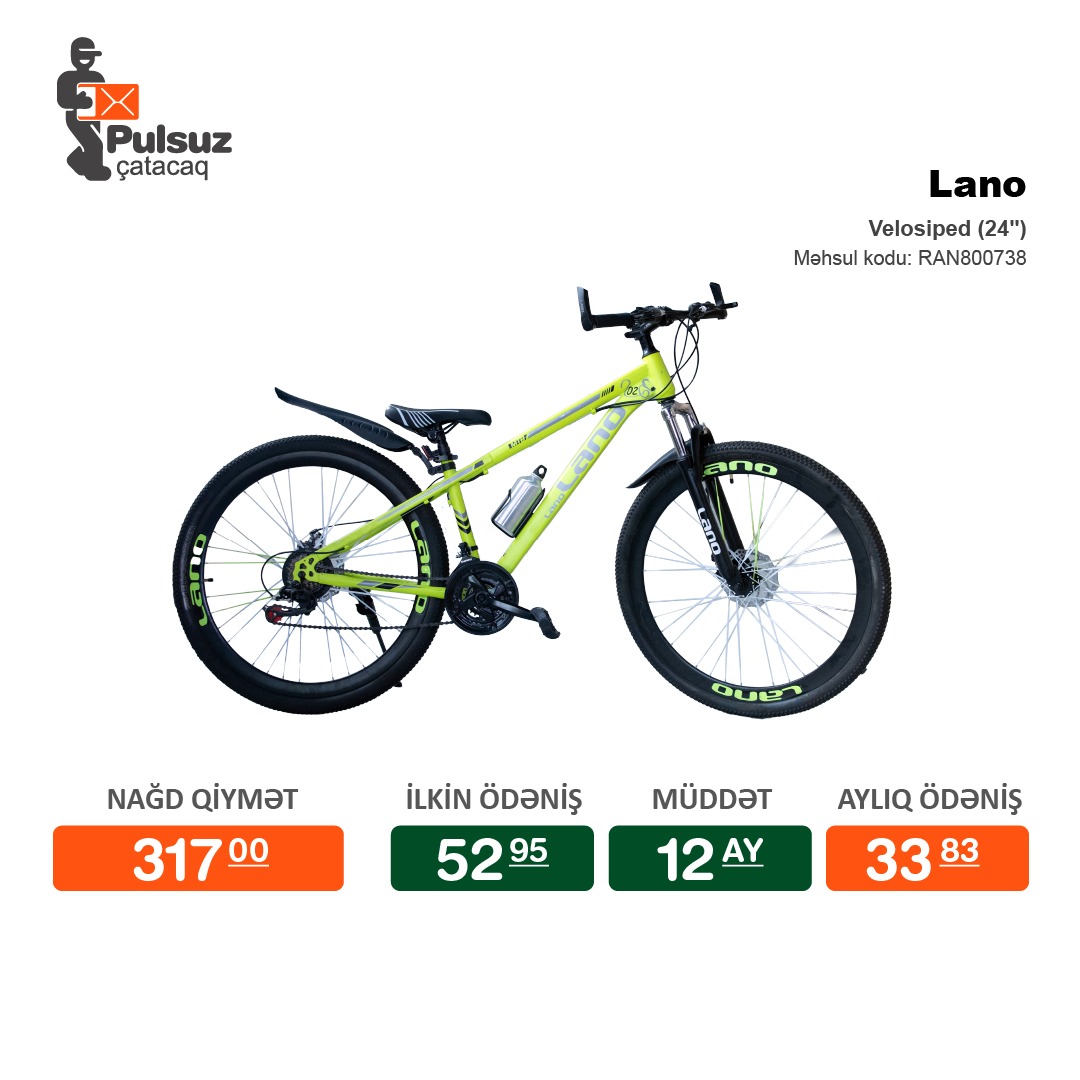 Velosiped 24 Lano Hissə Hissə Ödənişlə Arayışsız Zaminsiz